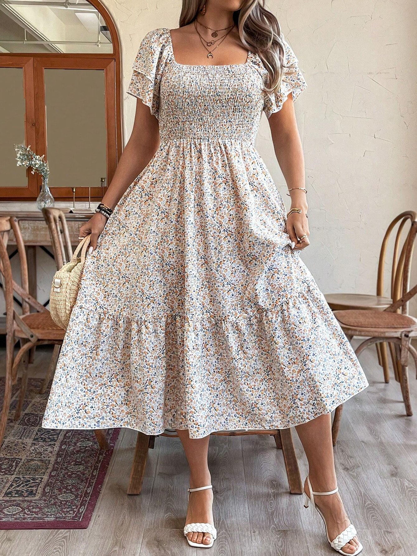 Women's Plus Size Backless Midi Dress