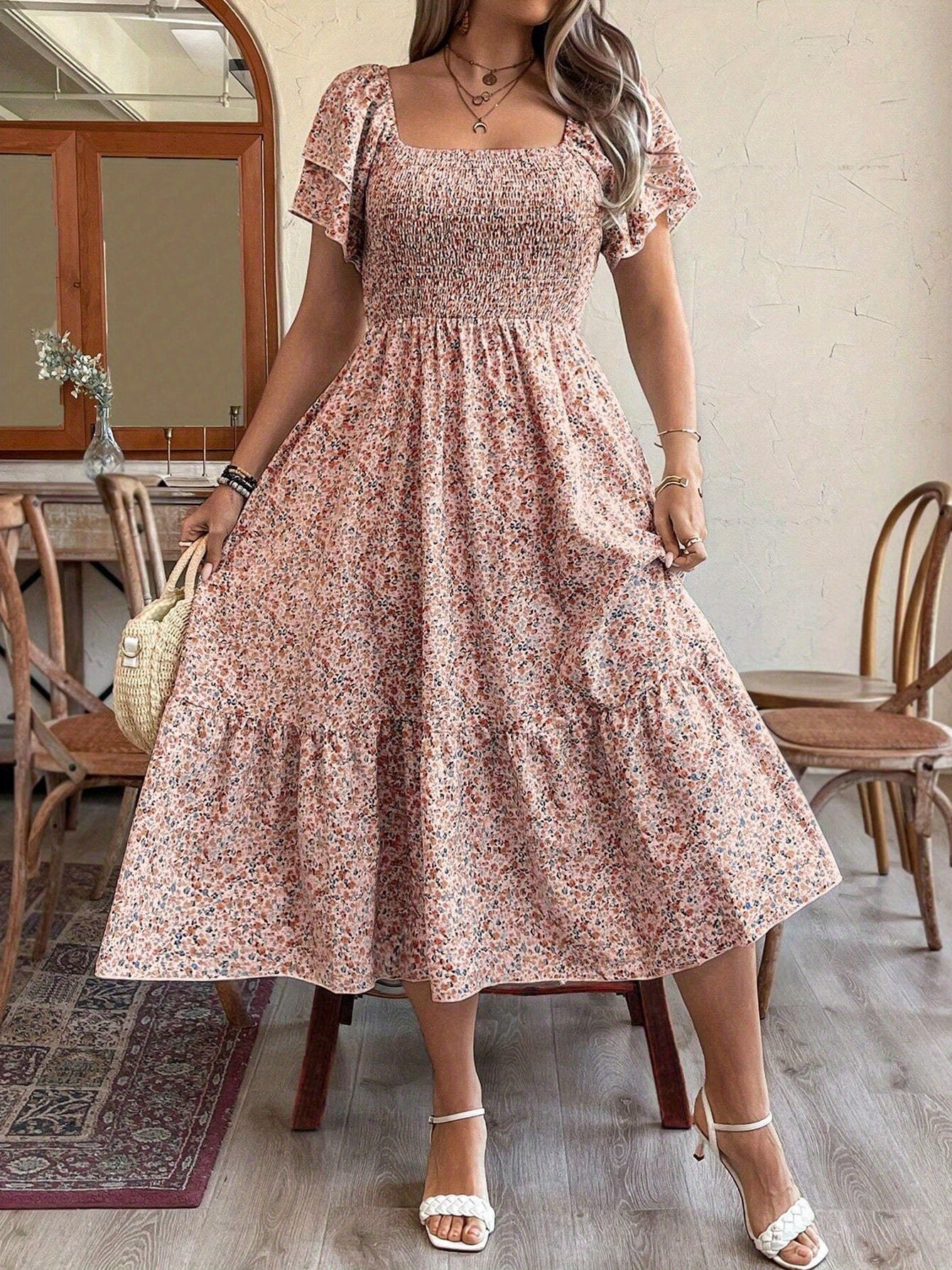 Women's Plus Size Backless Midi Dress