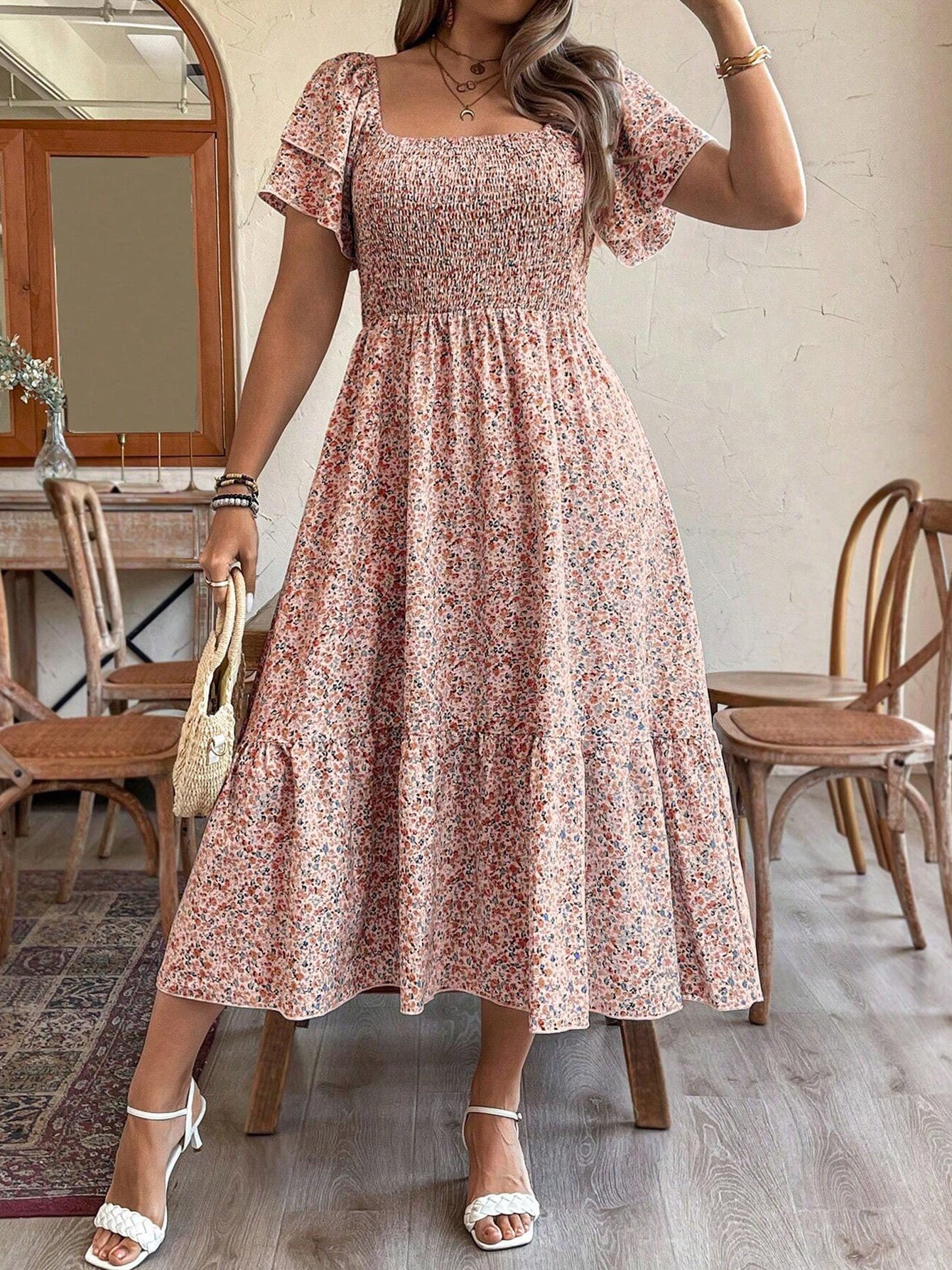 Women's Plus Size Backless Midi Dress