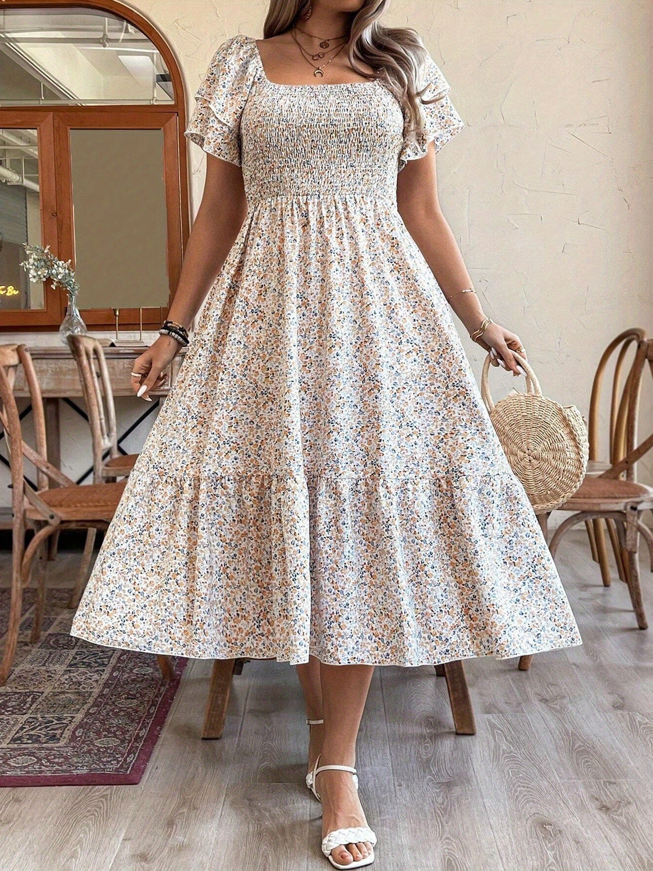 Women's Plus Size Backless Midi Dress