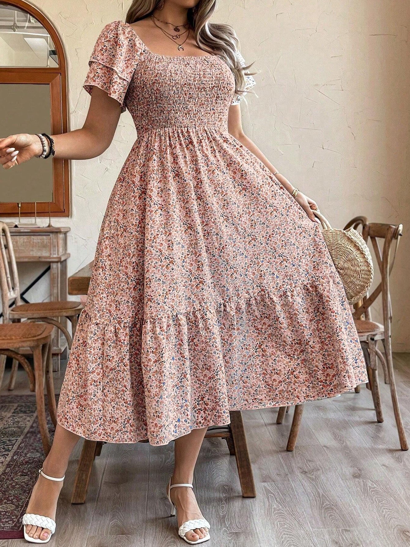 Women's Plus Size Backless Midi Dress