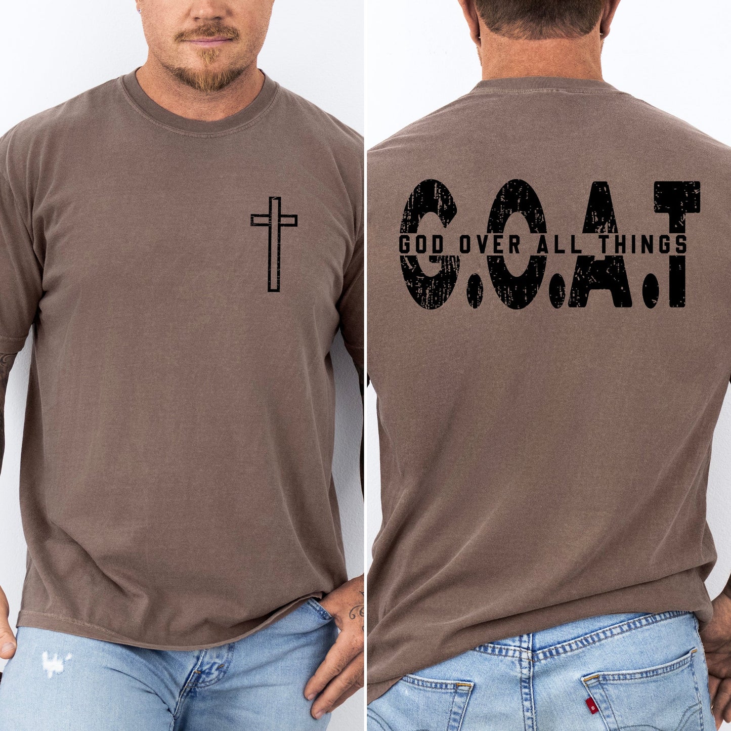 GOAT, God Over All Things, Cross Comfort Colors T-Shirt