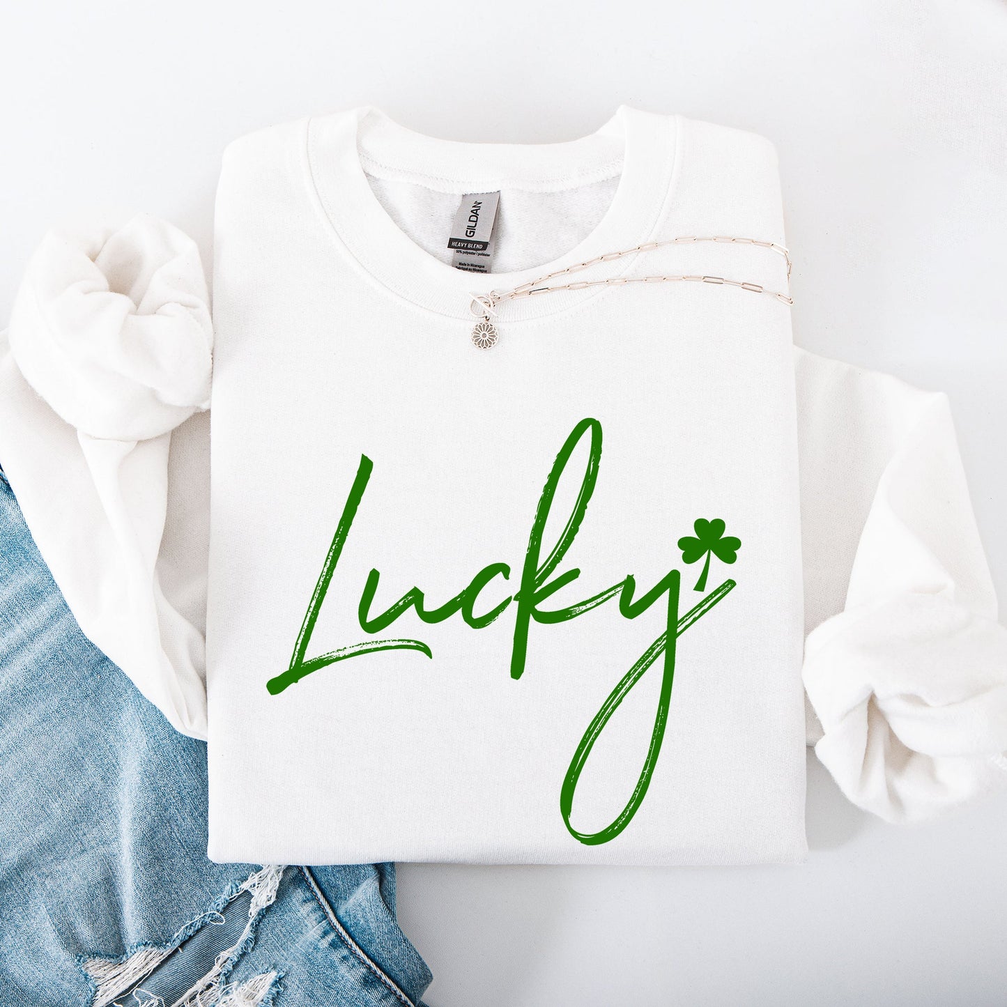 Lucky, Minimalist, Clover Sweatshirt