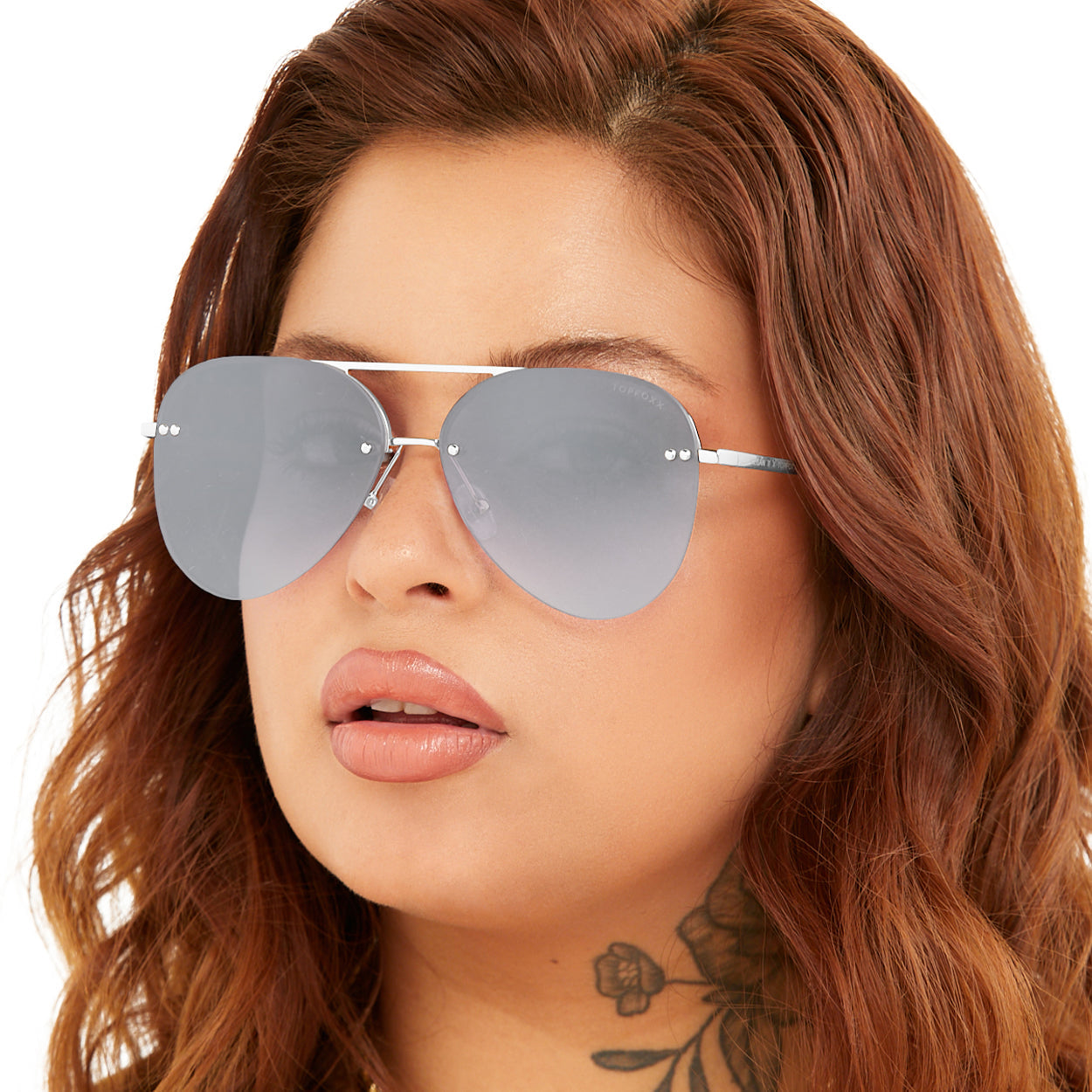 Smaller Megan 2 - Silver Metal Aviator Sunglasses