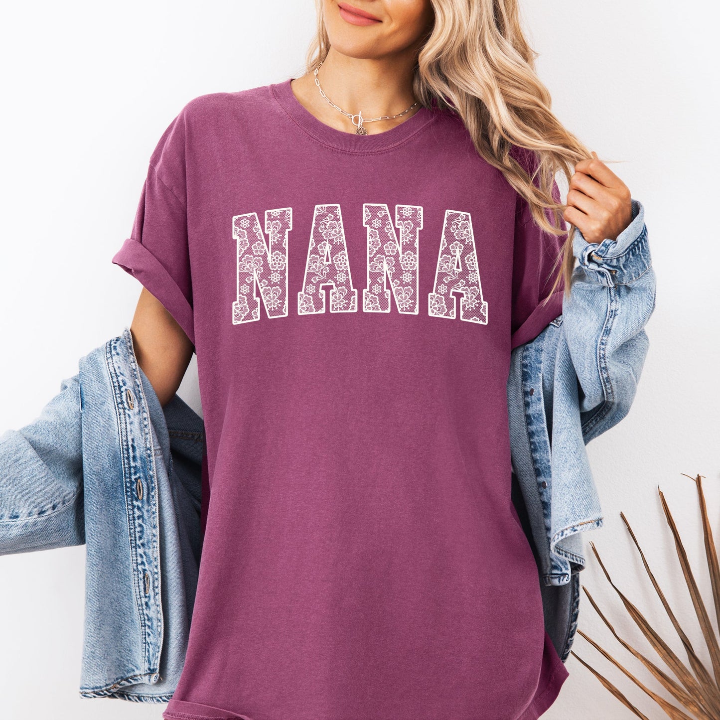 Nana, Faux Lace Comfort Colors T-Shirt