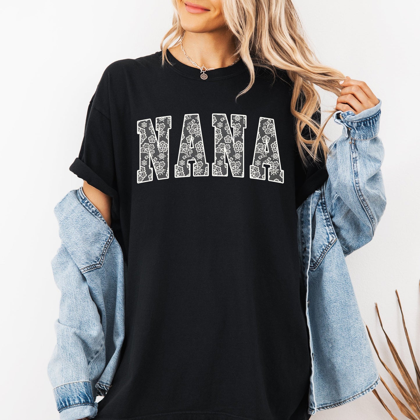 Nana, Faux Lace Comfort Colors T-Shirt