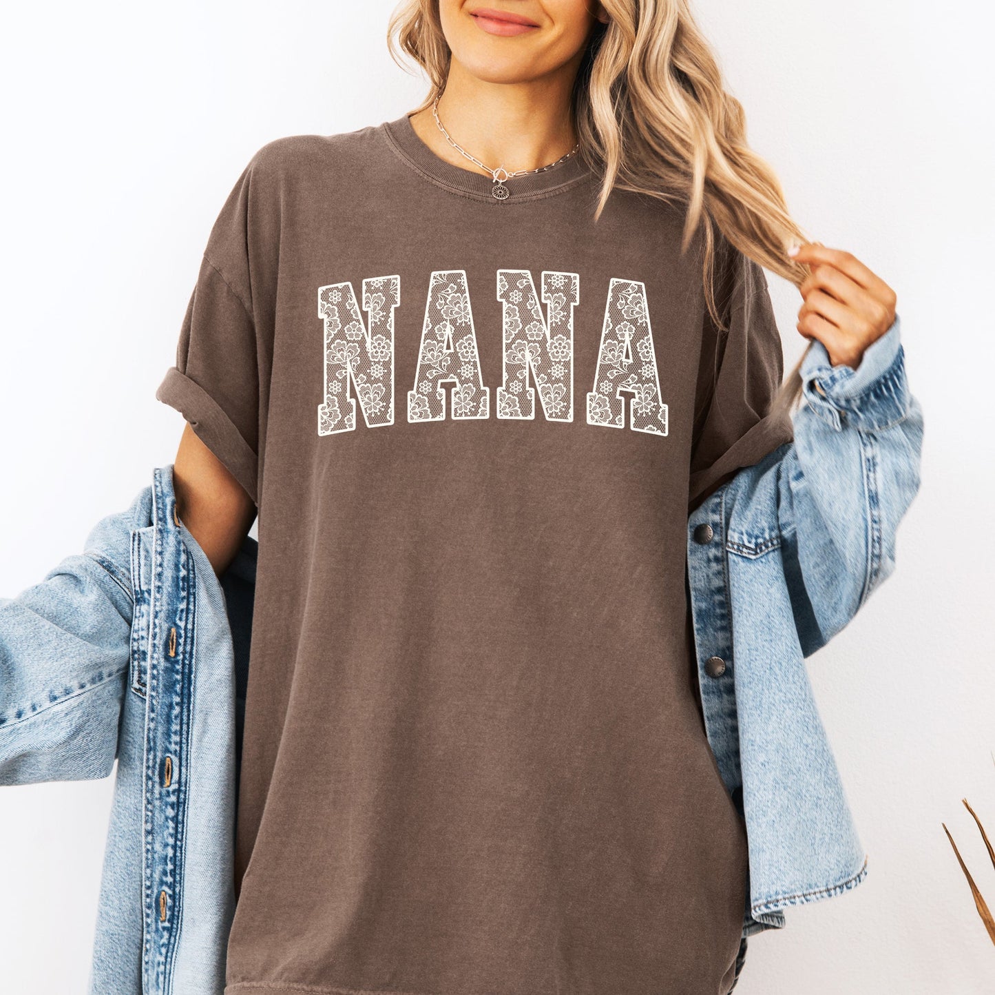Nana, Faux Lace Comfort Colors T-Shirt
