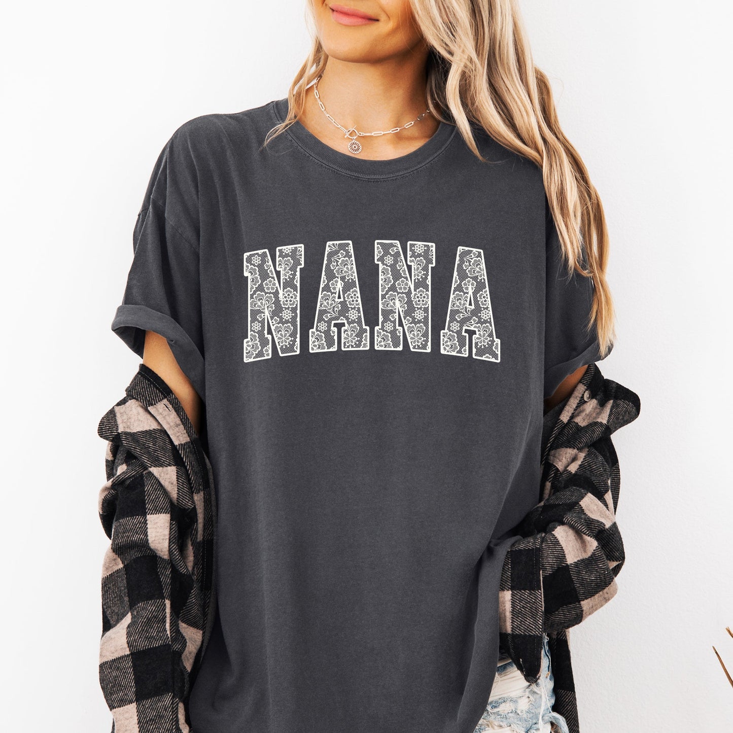Nana, Faux Lace Comfort Colors T-Shirt