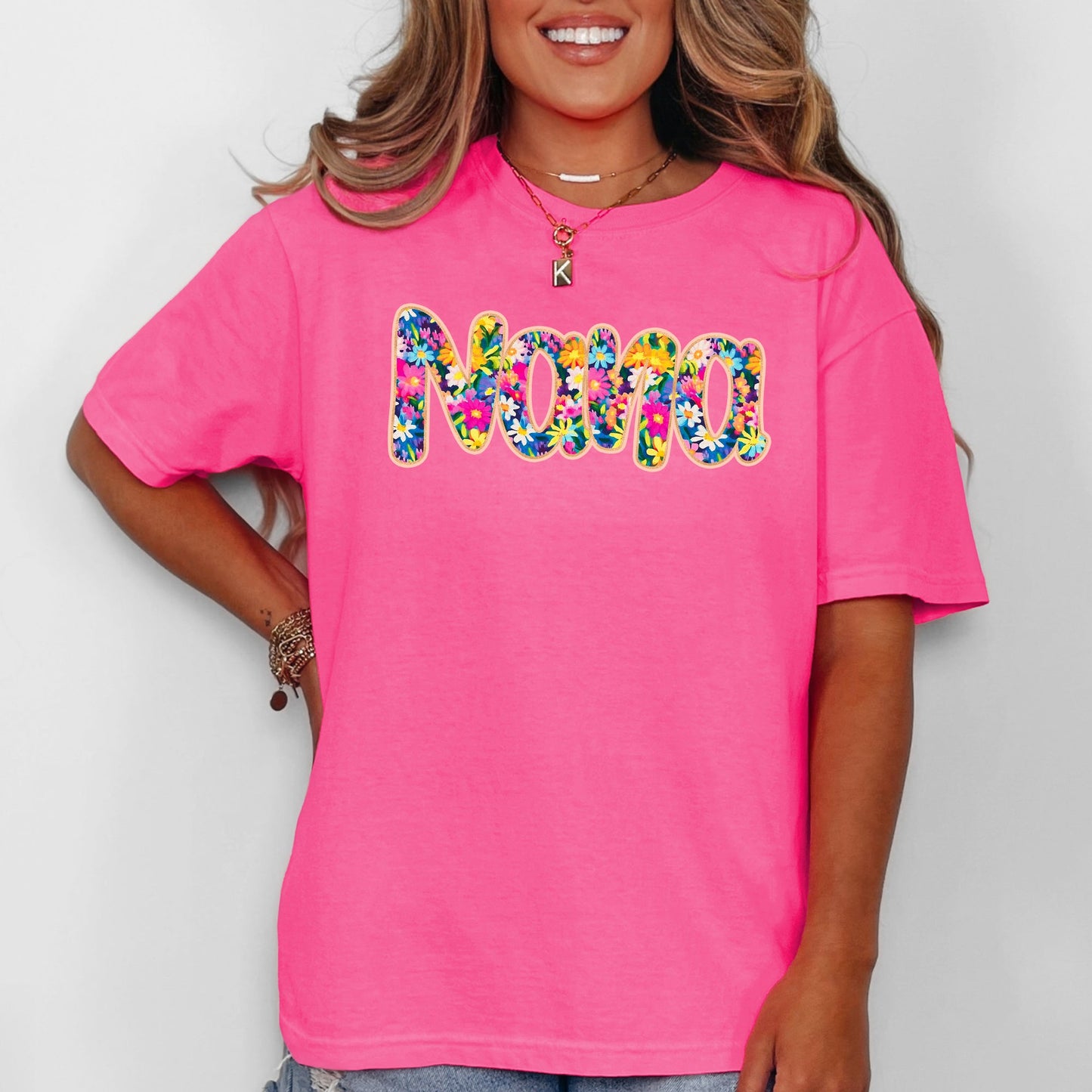 Nana Floral Comfort Colors T-Shirt