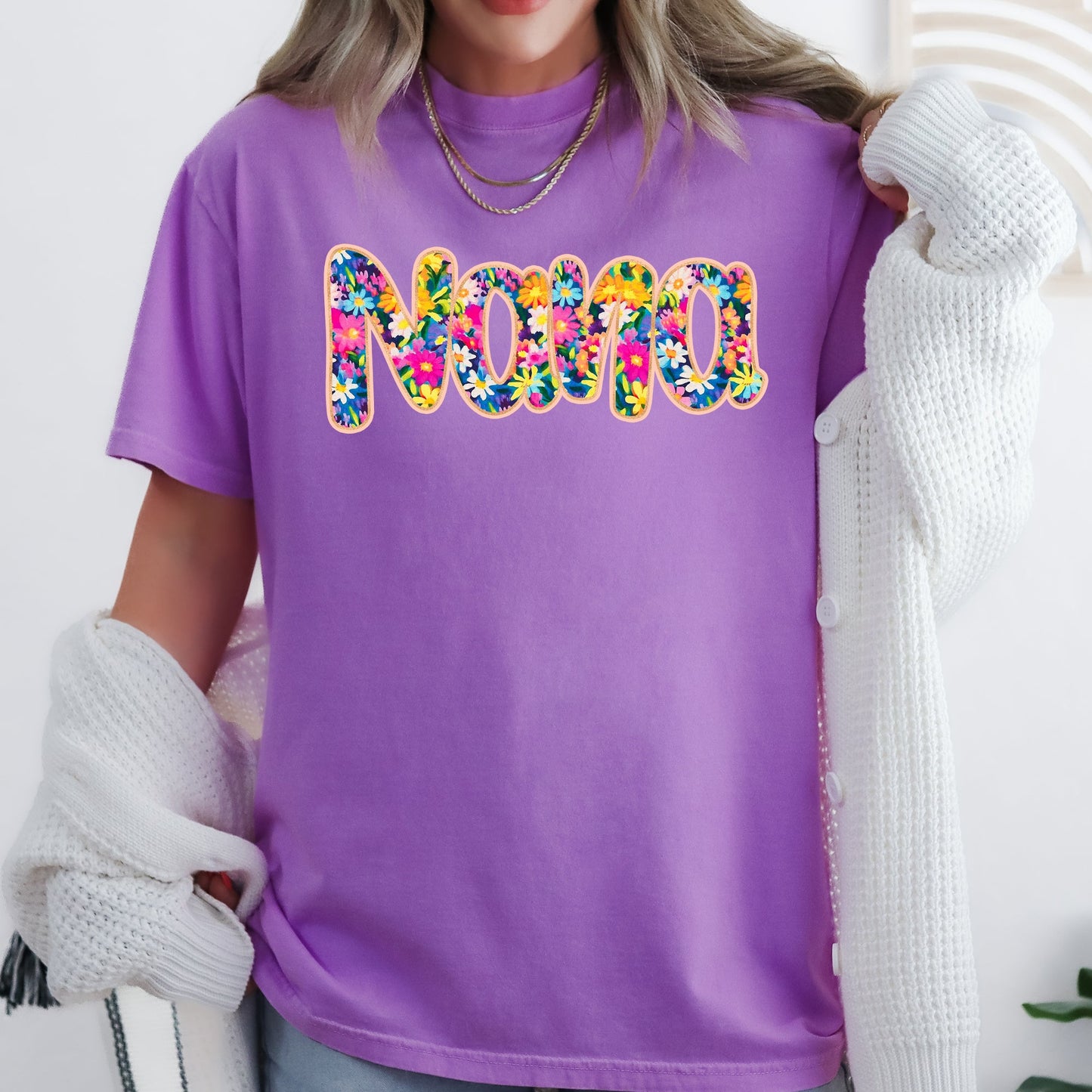 Nana Floral Comfort Colors T-Shirt