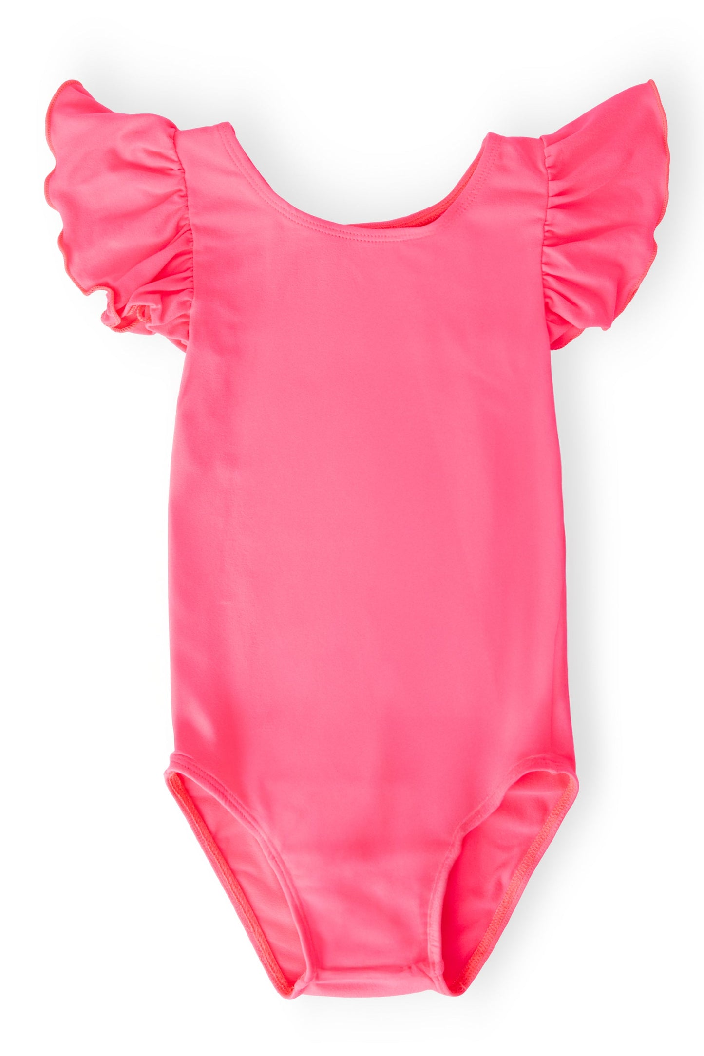 Neon Pink S/S Flutter Sleeve Leotard