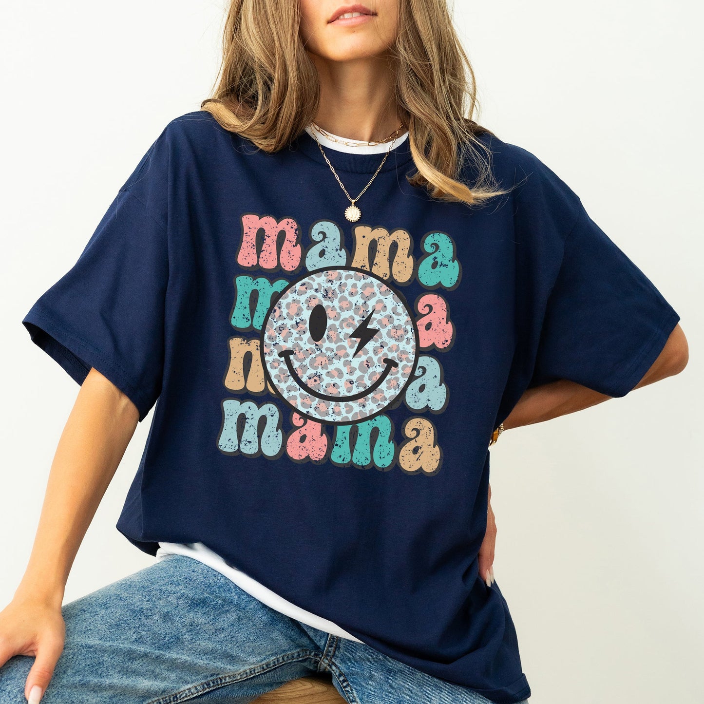 Retro Mama, Smiley Comfort Colors Tshirt