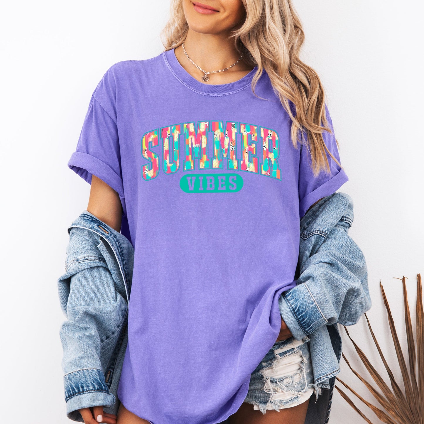 Summer Vibes, Varsity, Retro, Beach, Comfort Colors T-Shirt