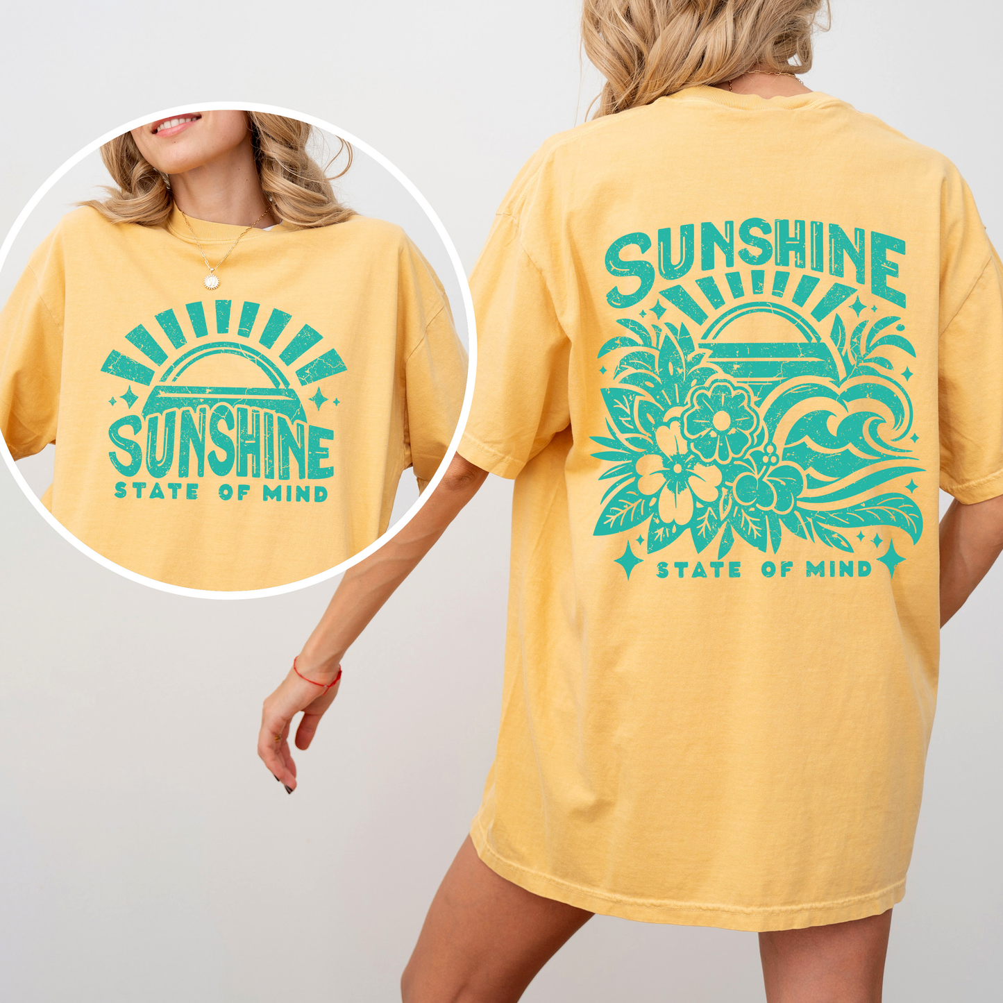 Sunshine State of Mind, Retro, Front and Back, Retro Beach, Summer, Comfort Colors T-Shirt