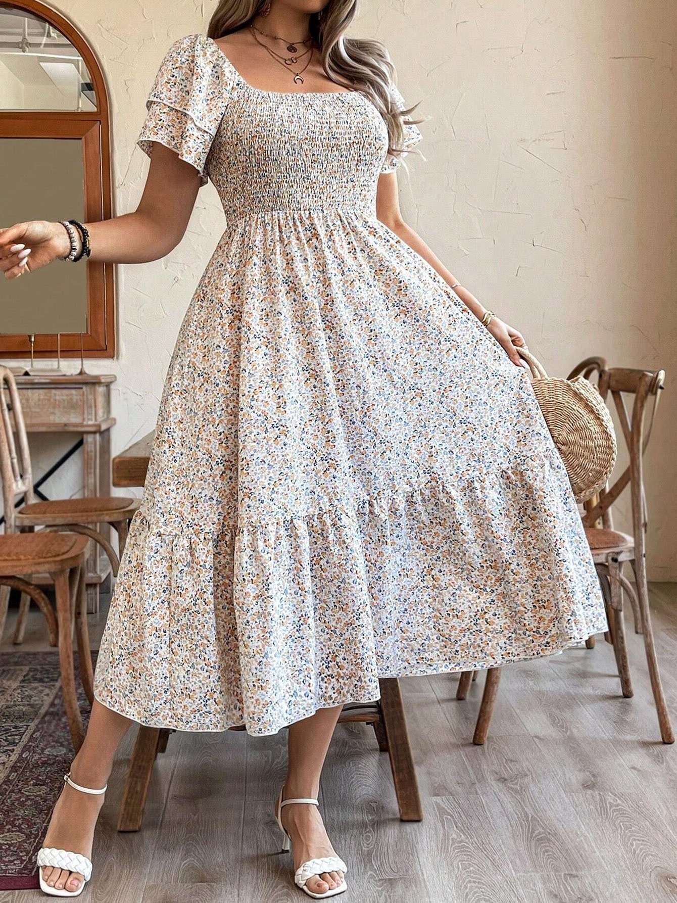 Women's Plus Size Backless Midi Dress