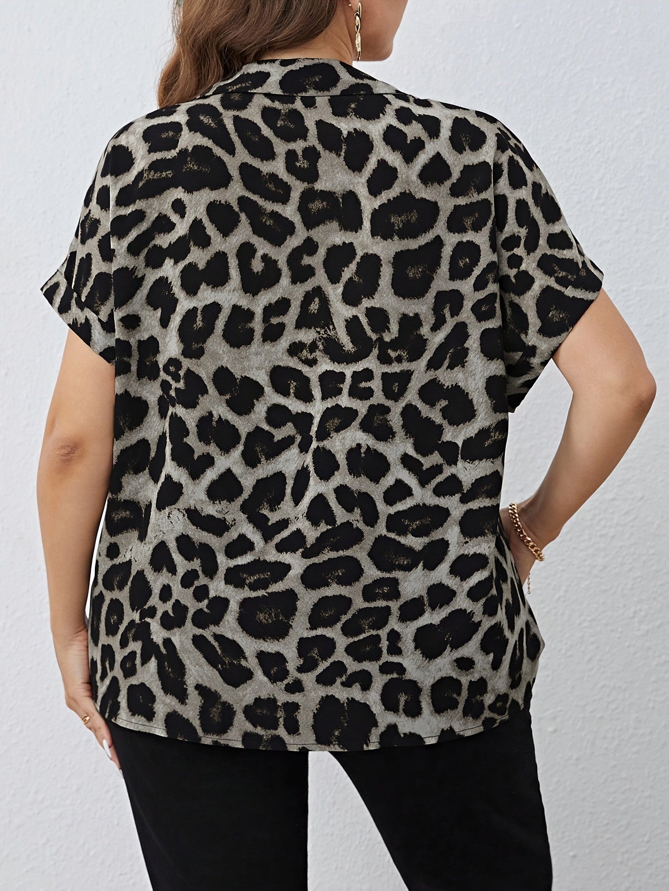 Women's Fashion Plus Size Animal Print Top