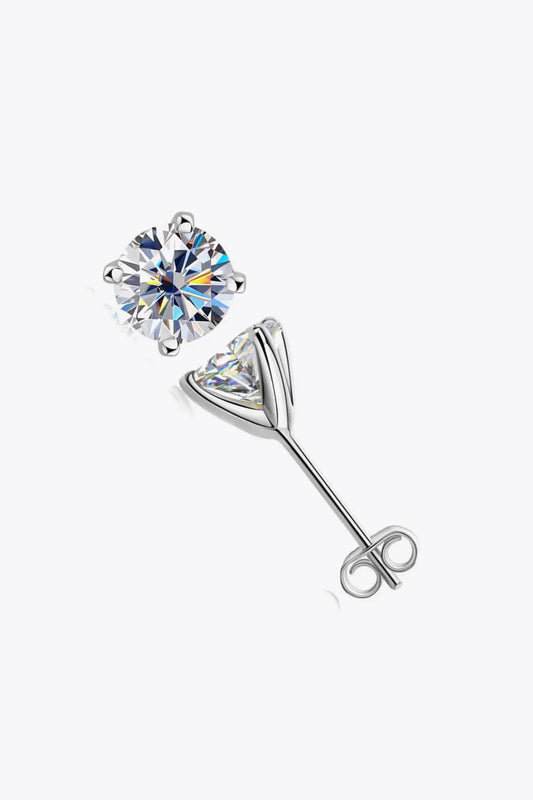 925 Sterling Silver 1 Carat Moissanite Stud Earrings