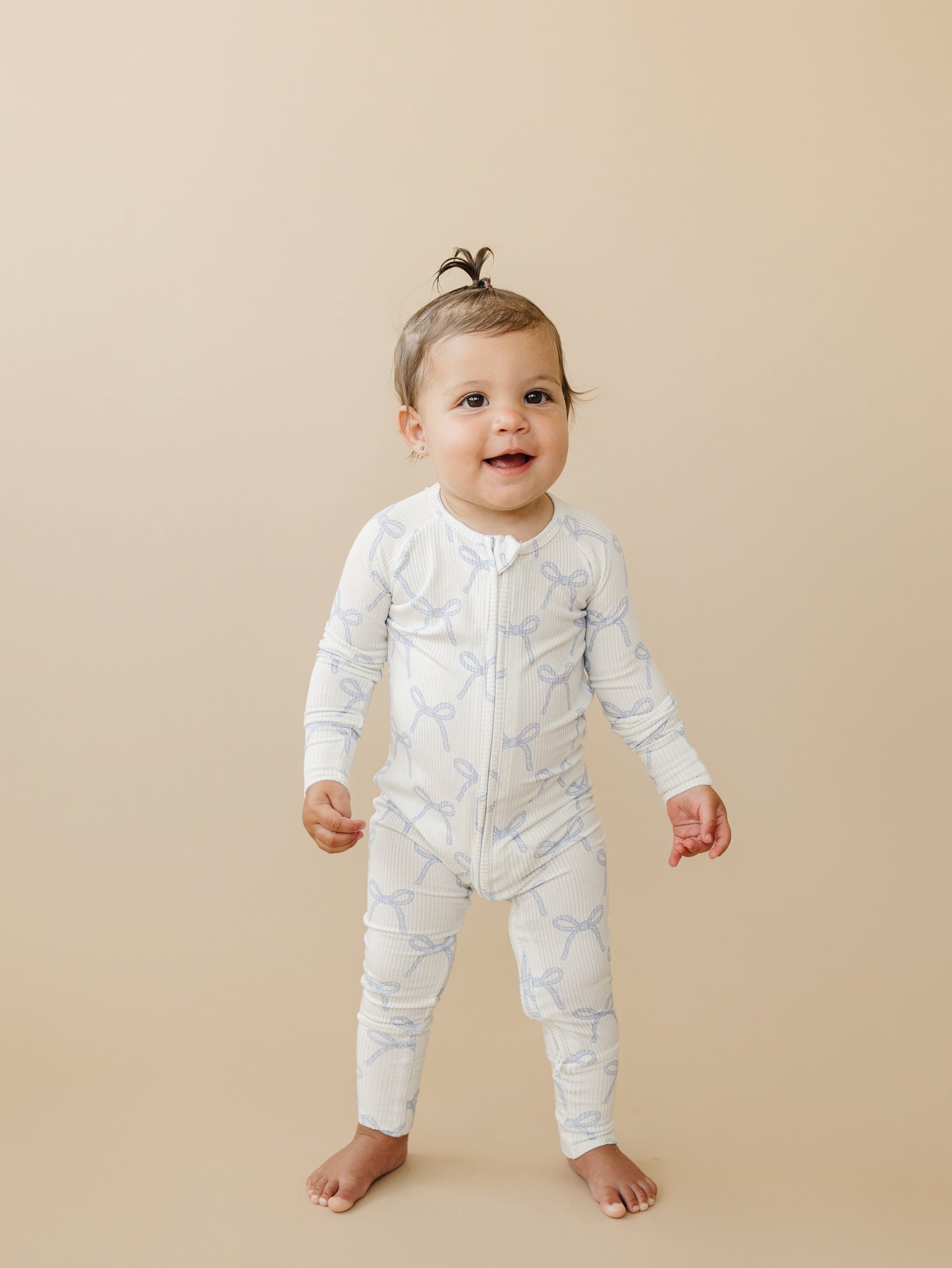 Blue Belle Ribbed Bamboo Zippy Romper