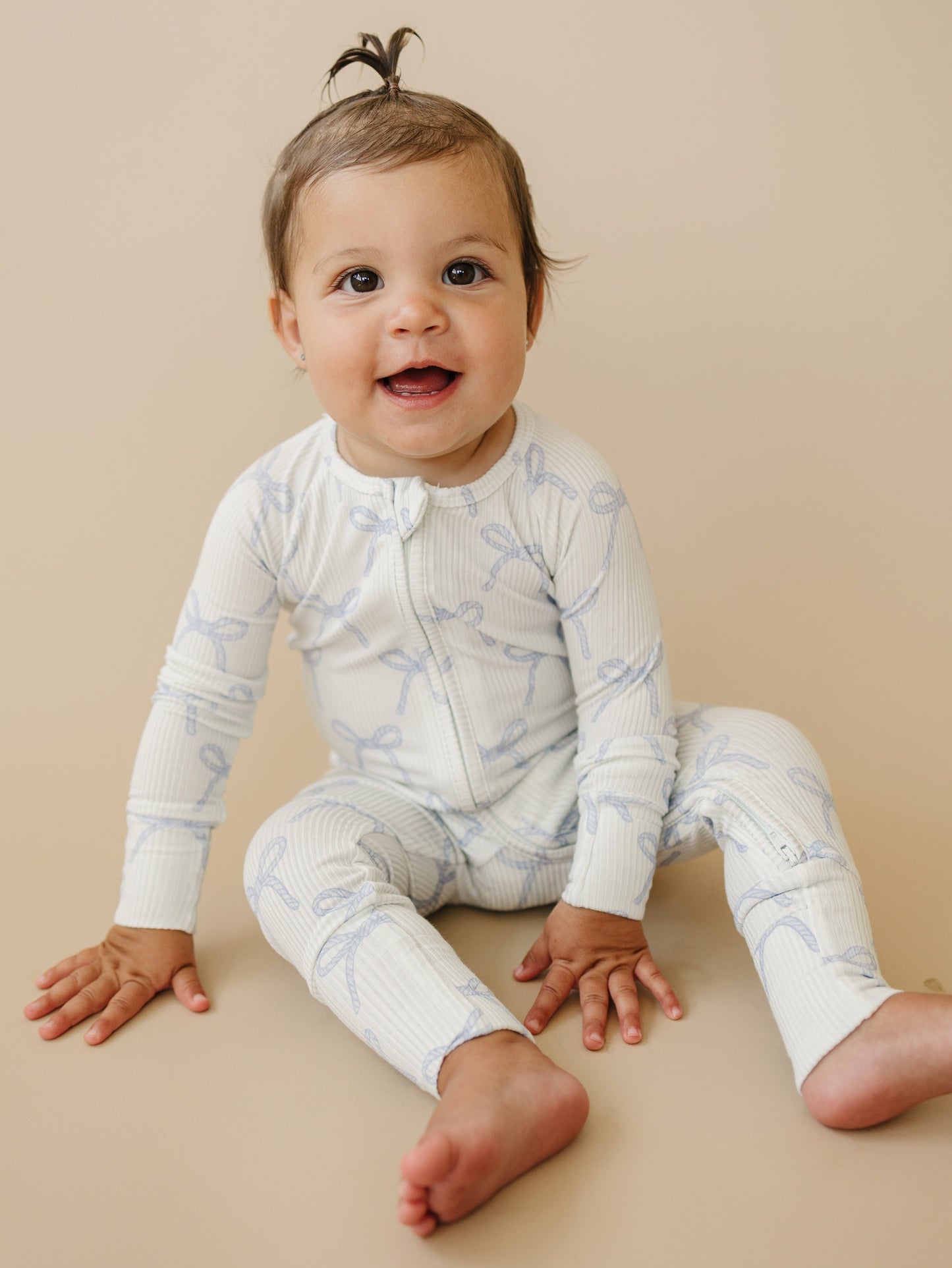 Blue Belle Ribbed Bamboo Zippy Romper