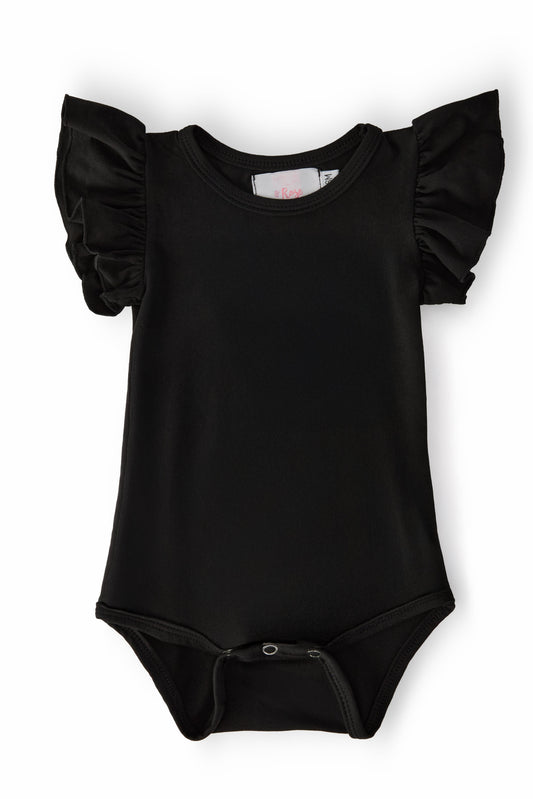 Black S/S Flutter Bodysuit