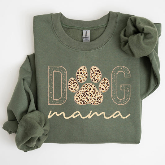 Dog Mama, Leopard Print Sweatshirt