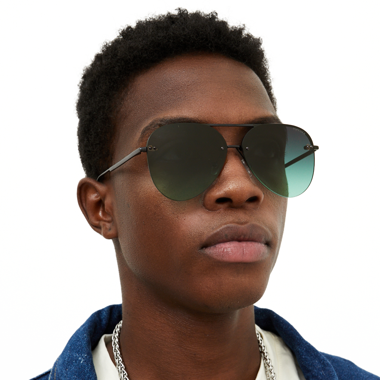 Smaller Megan 2 - Dark Green Metal Aviator Sunglasses