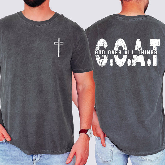 GOAT, God Over All Things, Cross Comfort Colors T-Shirt