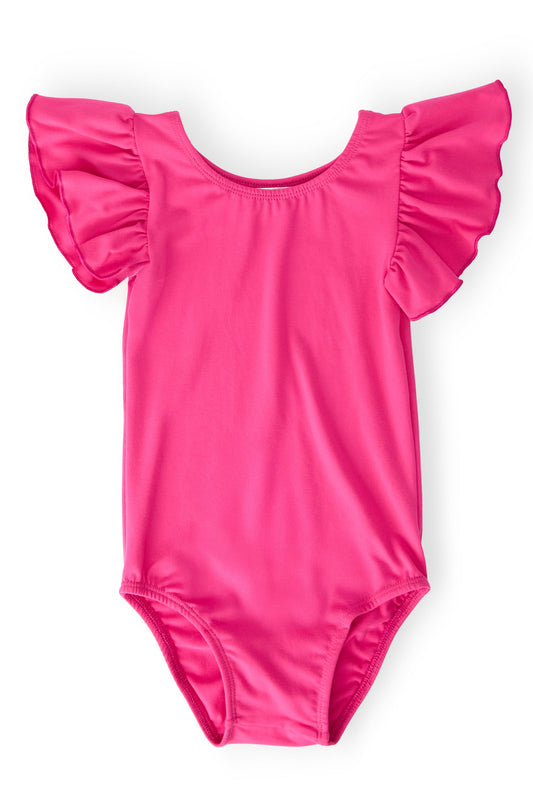 Hot Pink S/S Flutter Sleeve Leotard