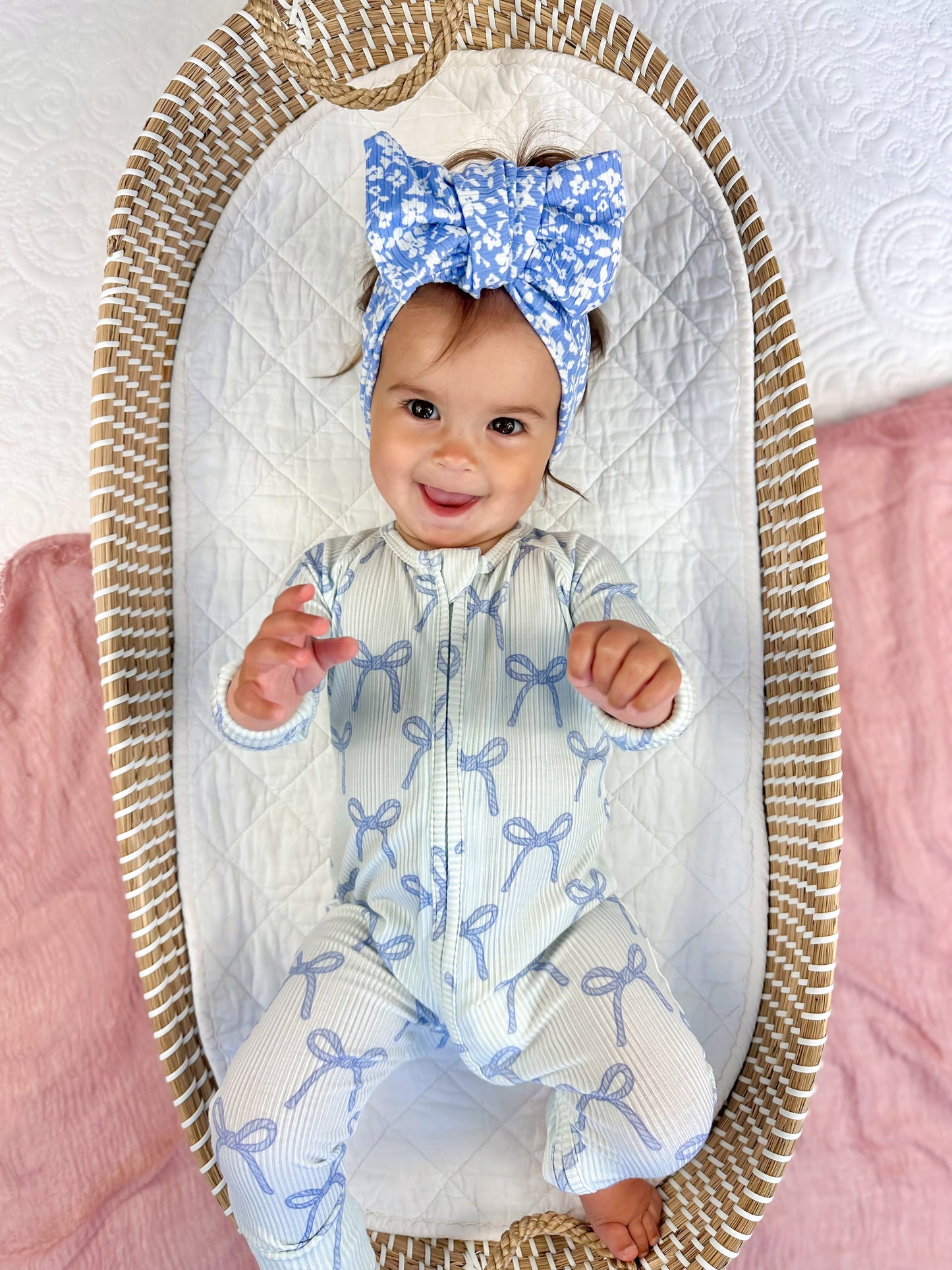 Blue Belle Ribbed Bamboo Zippy Romper