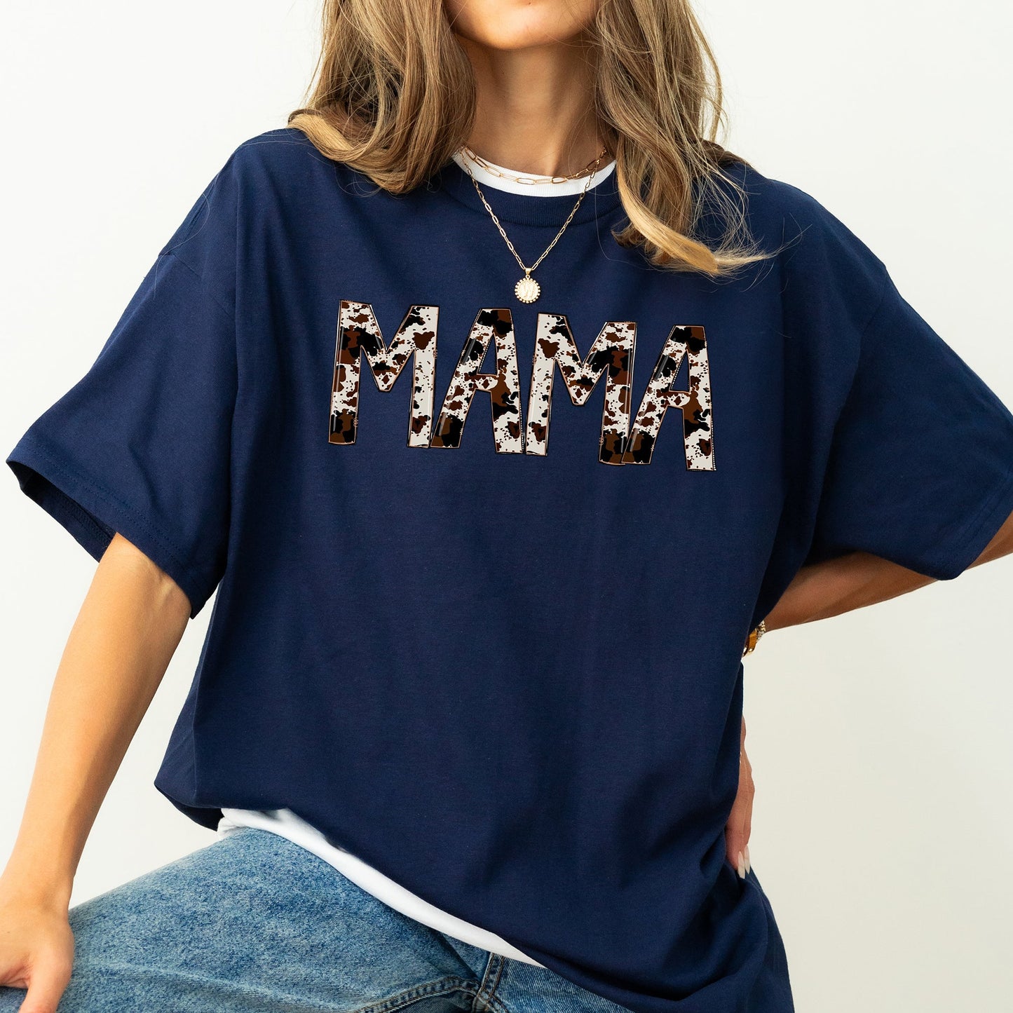Mama Cow Print, Retro, Vintage Comfort Colors Tshirt
