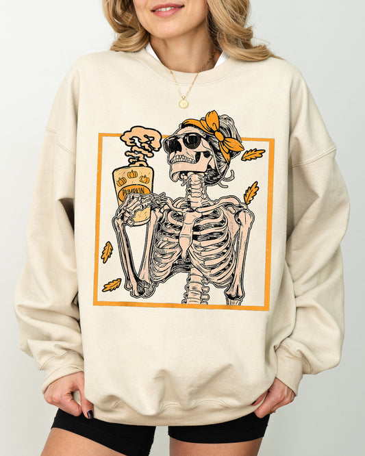 Coffee Lover Skeleton Lady Sweatshirt