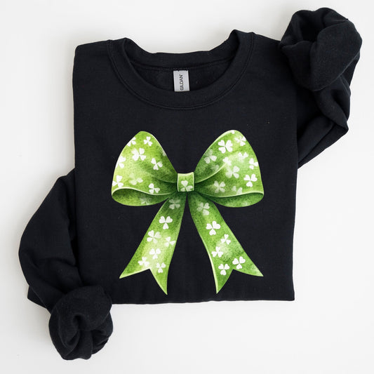 Vintage Coquette, Bow, Shamrock, Sweatshirt