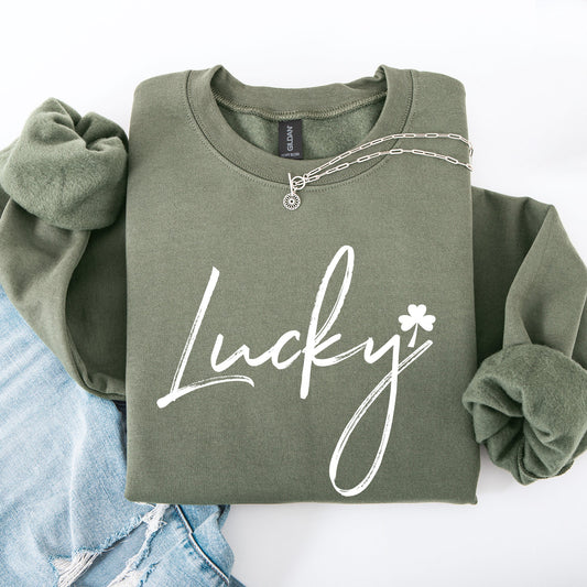 Lucky, Minimalist, Clover Sweatshirt
