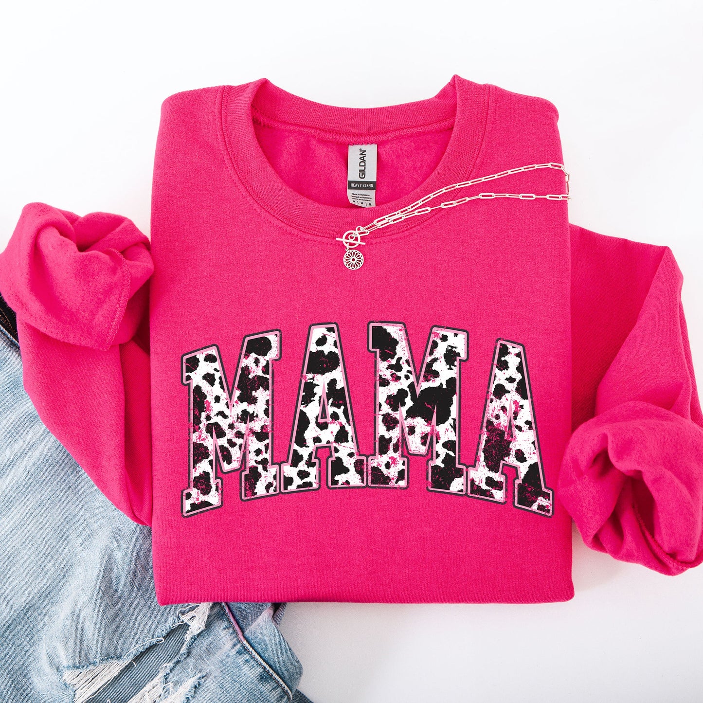 Mama, Cow Print Western Sweatshirt
