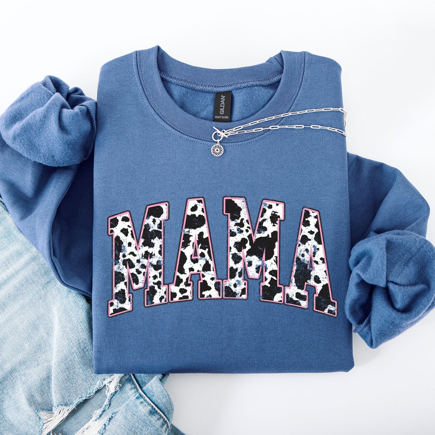 Mama, Cow Print Western Sweatshirt