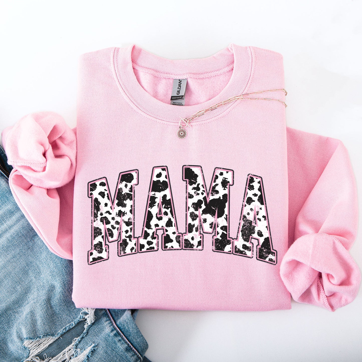 Mama, Cow Print Western Sweatshirt