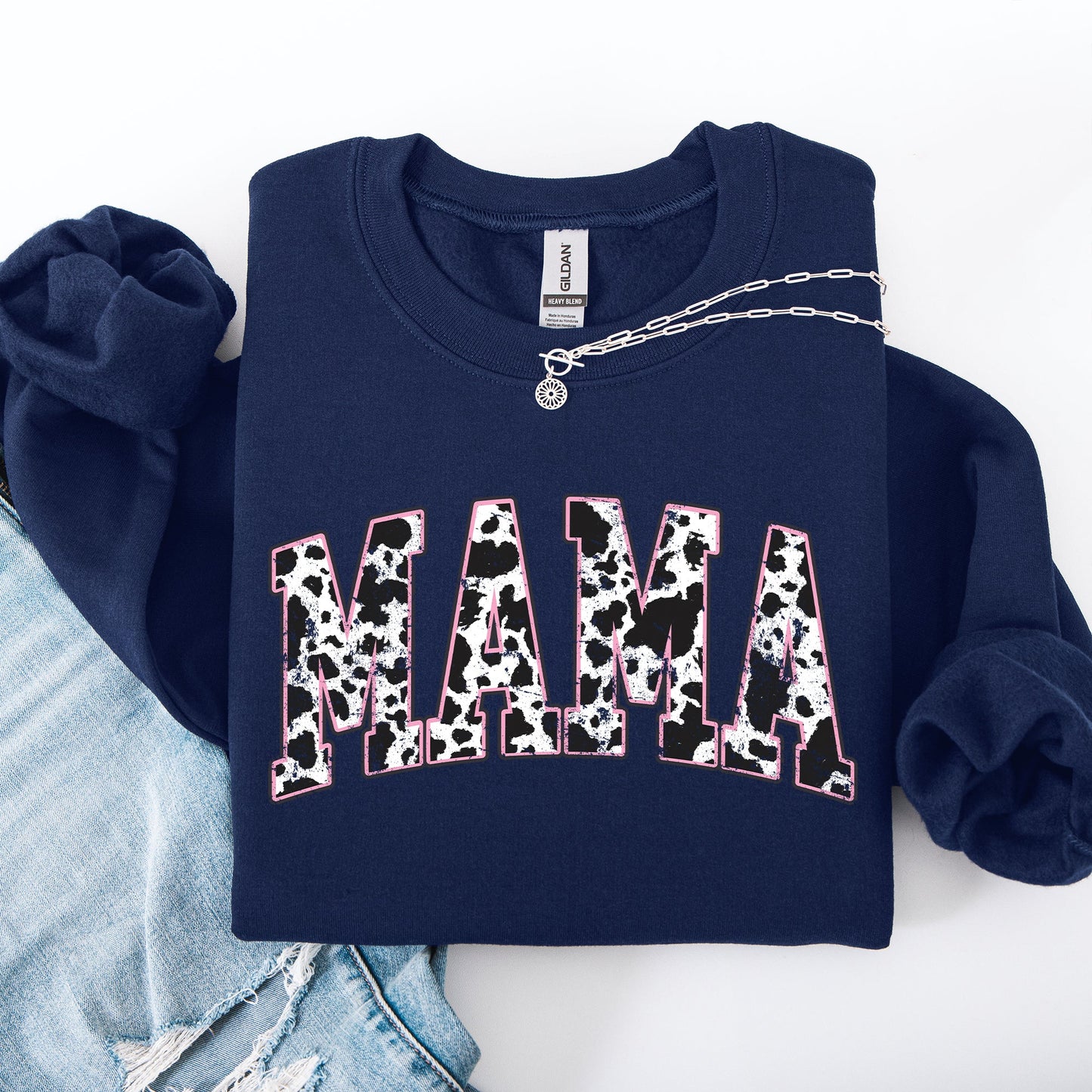Mama, Cow Print Western Sweatshirt