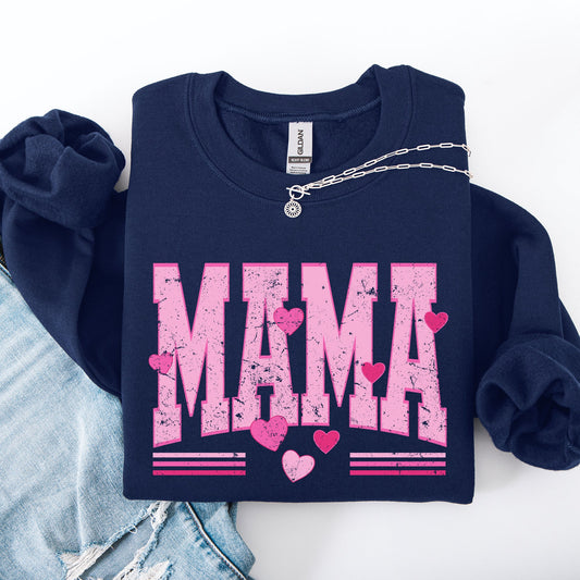 Mama, Love, Valentine's Day, Hearts, Stripes Sweatshirt