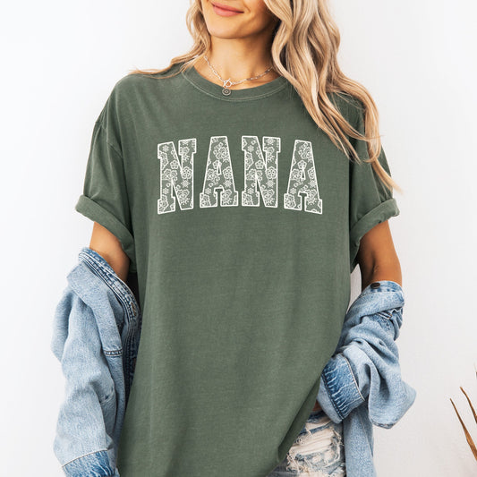 Nana, Faux Lace Comfort Colors T-Shirt