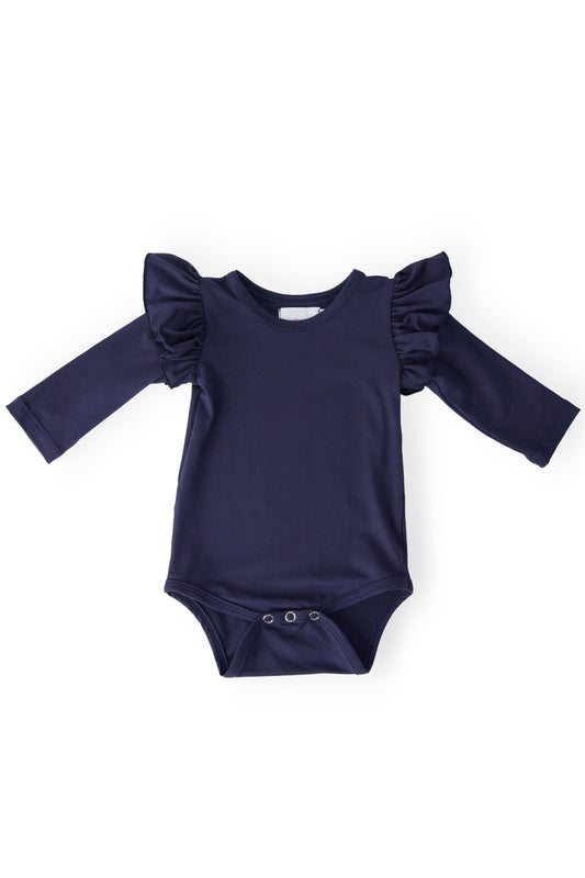 Navy L/S Flutter Bodysuit