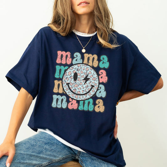 Retro Mama, Smiley Comfort Colors Tshirt