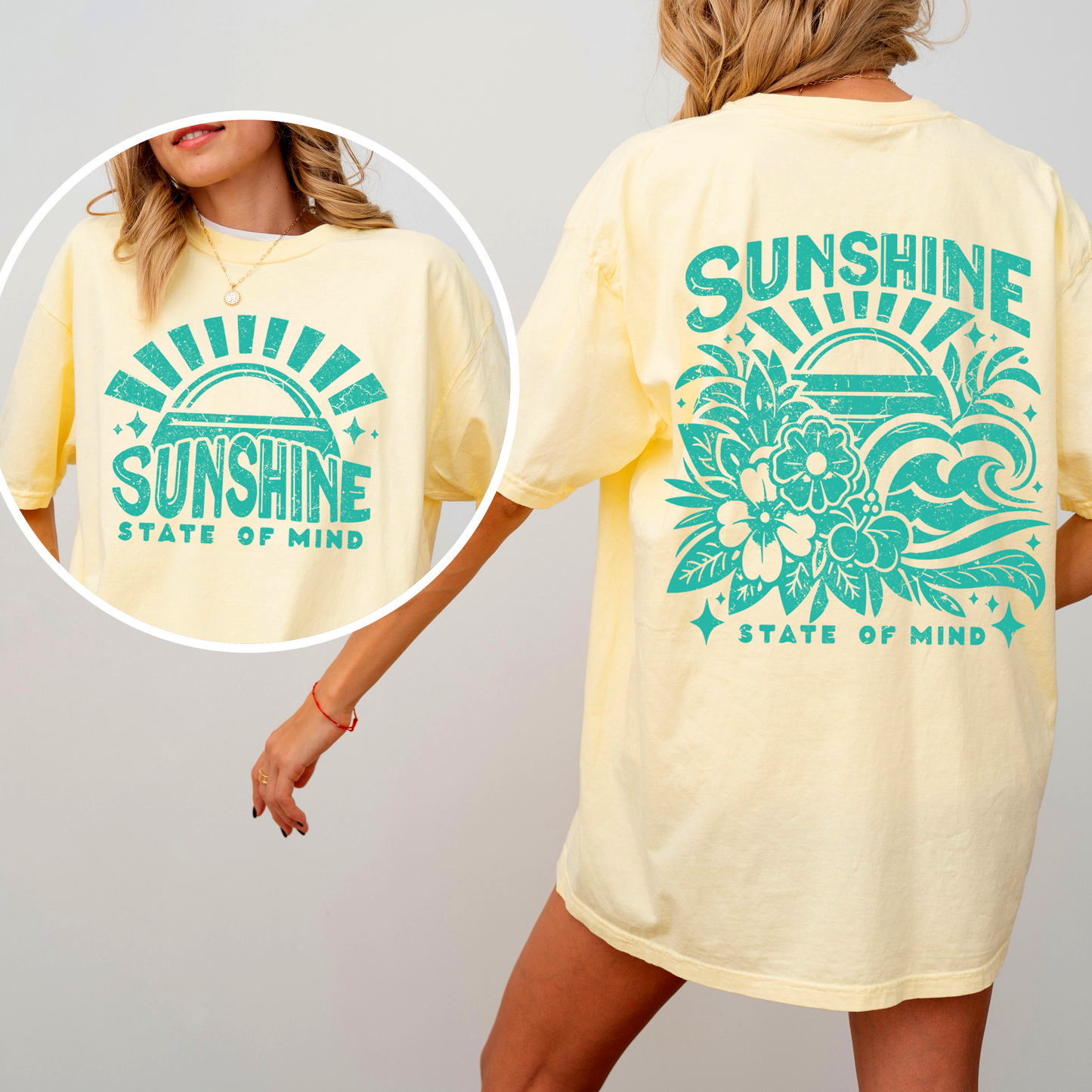 Sunshine State of Mind, Retro, Front and Back, Retro Beach, Summer, Comfort Colors T-Shirt