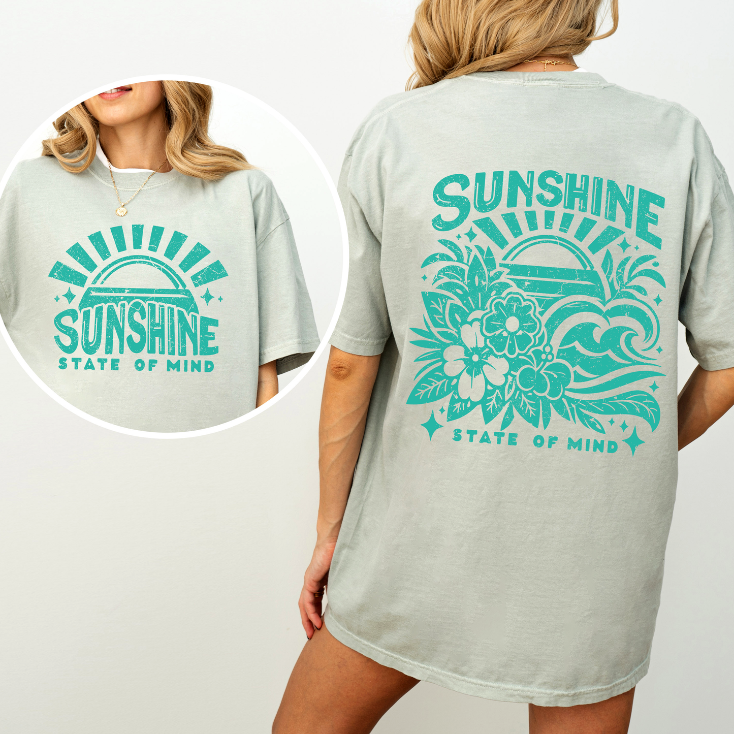 Sunshine State of Mind, Retro, Front and Back, Retro Beach, Summer, Comfort Colors T-Shirt