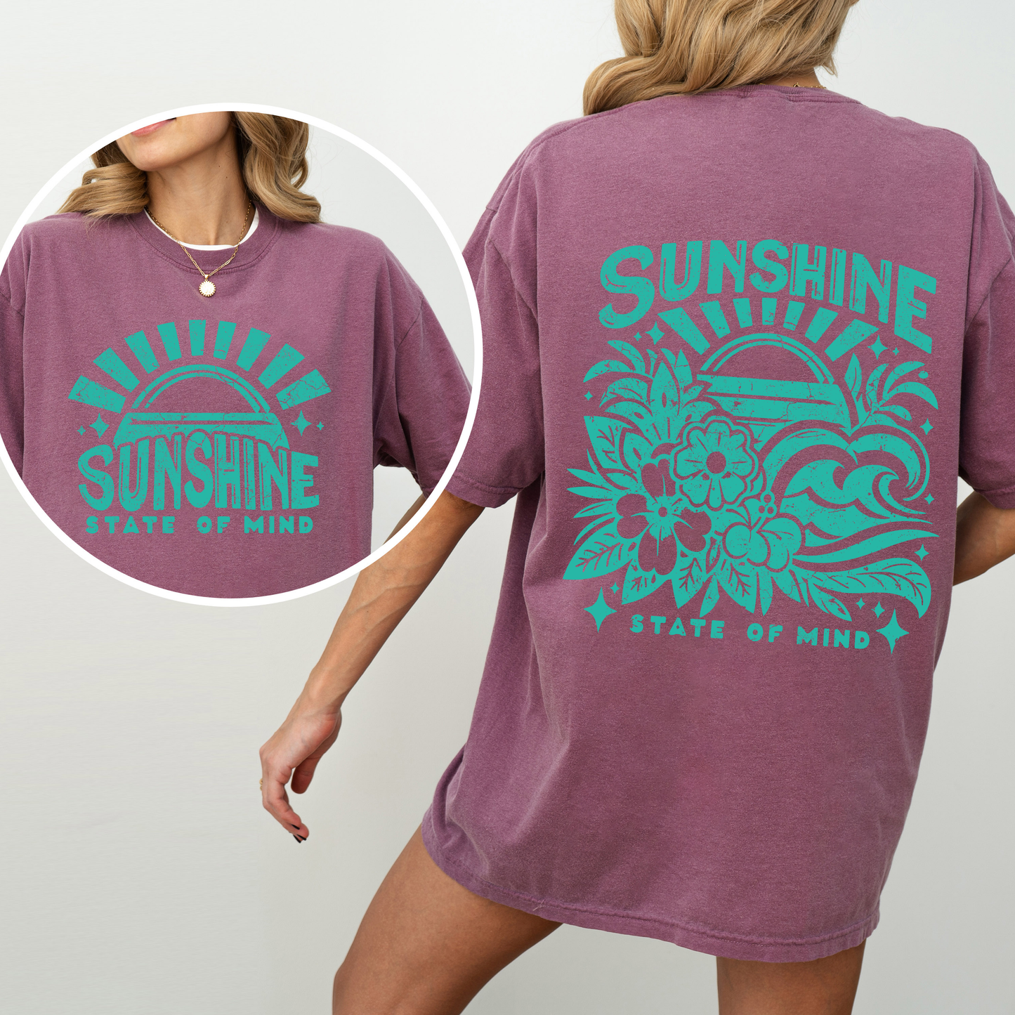Sunshine State of Mind, Retro, Front and Back, Retro Beach, Summer, Comfort Colors T-Shirt