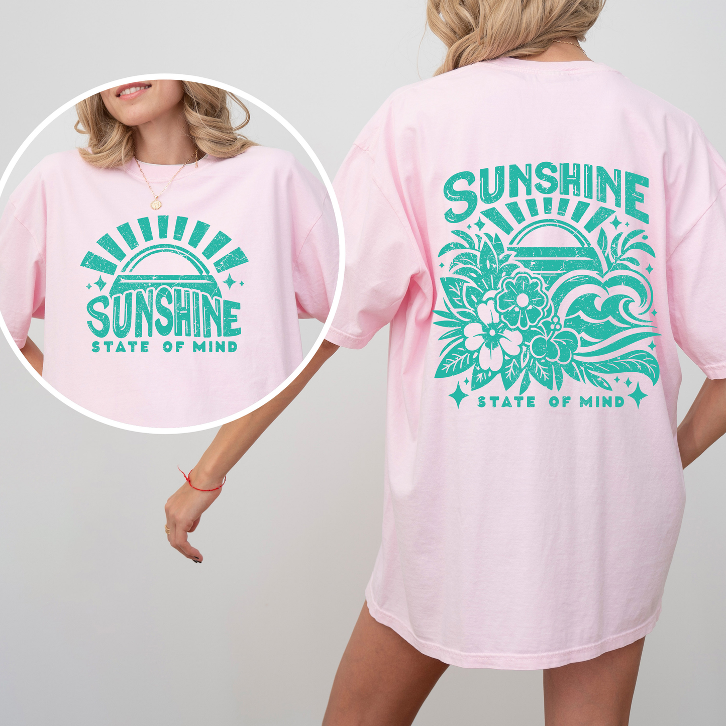 Sunshine State of Mind, Retro, Front and Back, Retro Beach, Summer, Comfort Colors T-Shirt