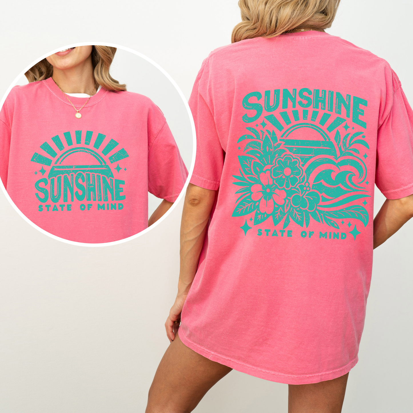 Sunshine State of Mind, Retro, Front and Back, Retro Beach, Summer, Comfort Colors T-Shirt