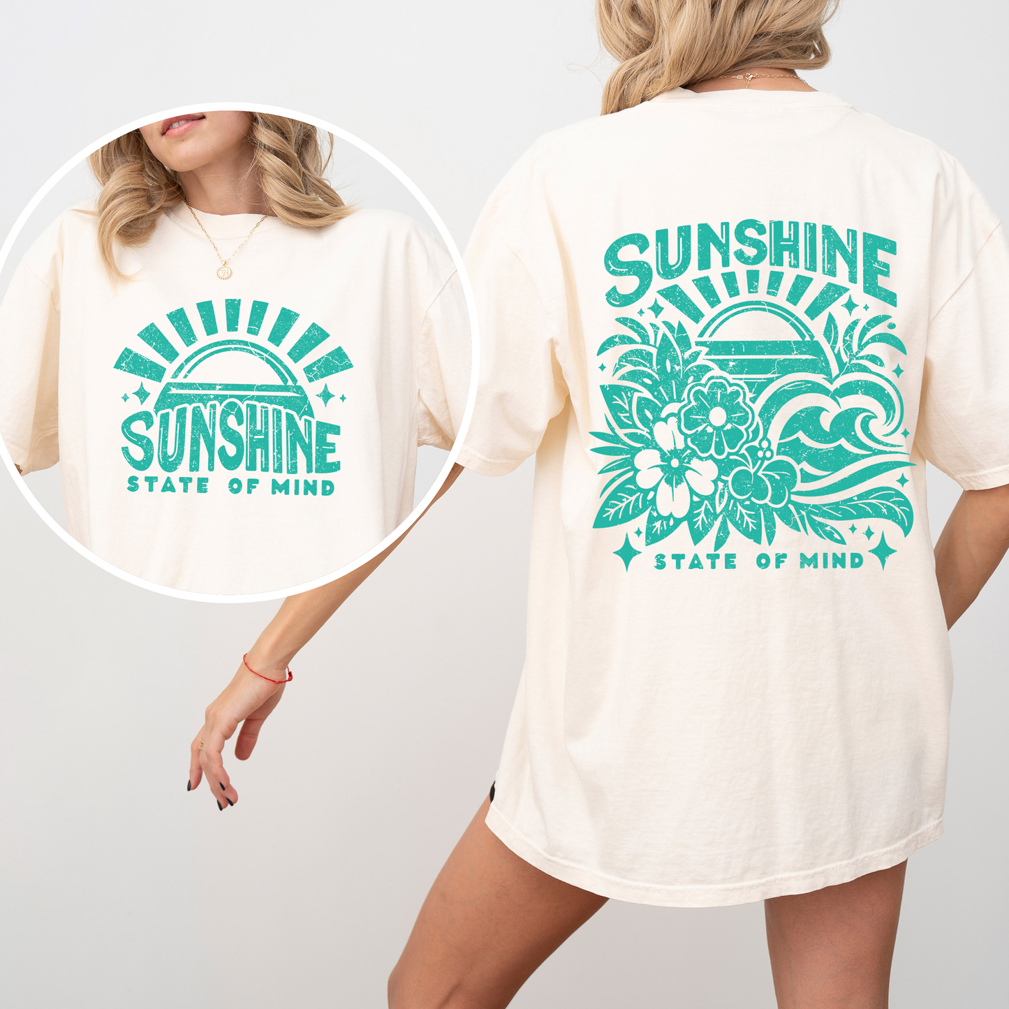 Sunshine State of Mind, Retro, Front and Back, Retro Beach, Summer, Comfort Colors T-Shirt