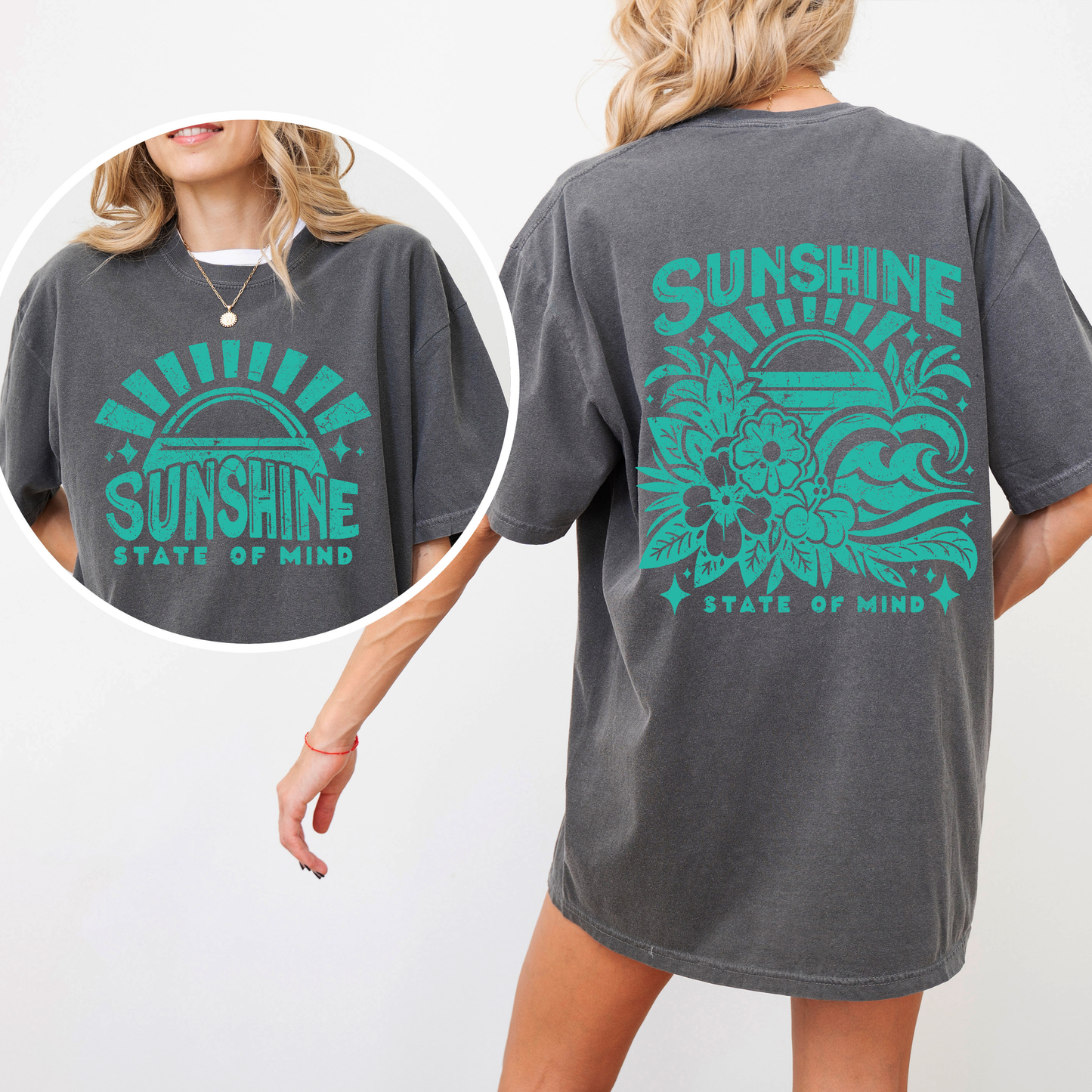 Sunshine State of Mind, Retro, Front and Back, Retro Beach, Summer, Comfort Colors T-Shirt