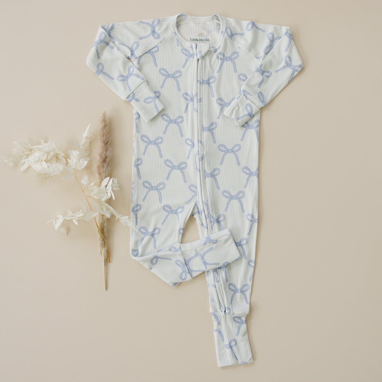 Blue Belle Ribbed Bamboo Zippy Romper