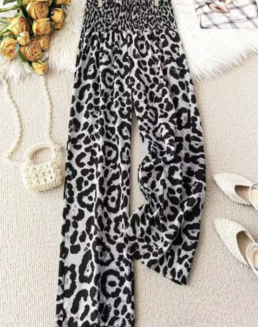 Women's Leopard Print Wide-Leg Pants (plus size friendly)